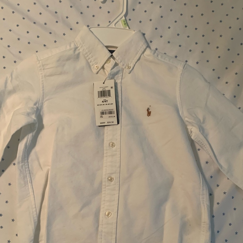 4T white button down Ralph Lauren shirt.